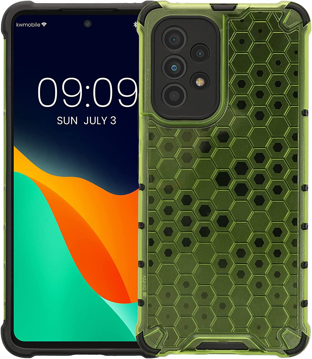 KW Samsung Galaxy A53 5G Hybrid Σκληρή Θήκη με Πλαίσιο Σιλικόνης TPU - Design Honeycomb - Neon Yellow / Ματ Ημιδιάφανη - 59969.75