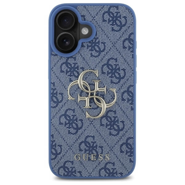 Guess iPhone 16 - 4G Big Logo - Θήκη με Επένδυση Συνθετικού Δέρματος - Blue - GUHCP16S4GMGBL