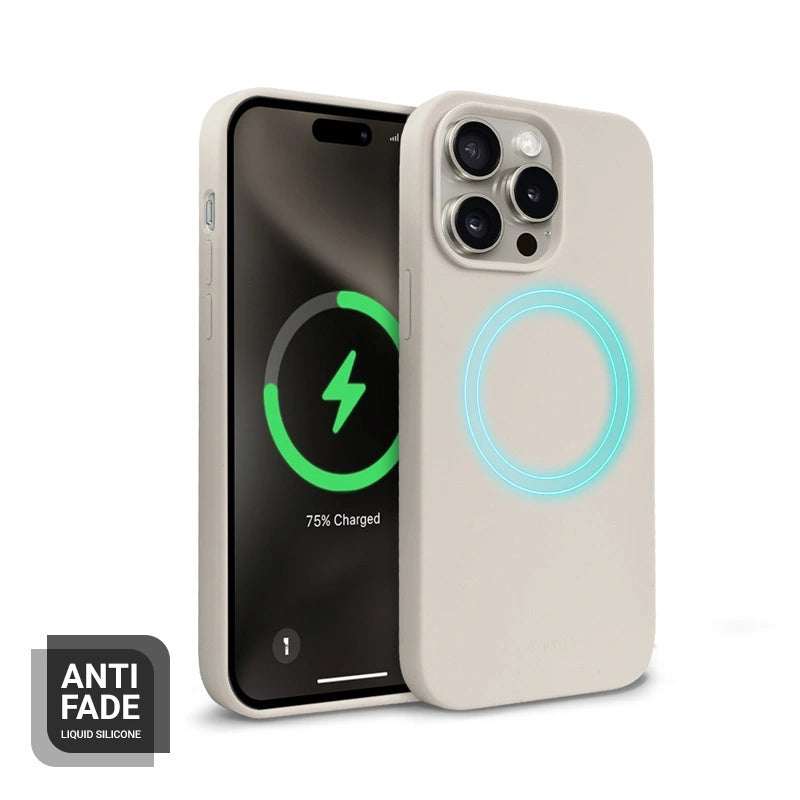 Crong iPhone 15 Pro Max Color Cover Magnetic - Θήκη Σιλικόνης με MagSafe - Stone Beige