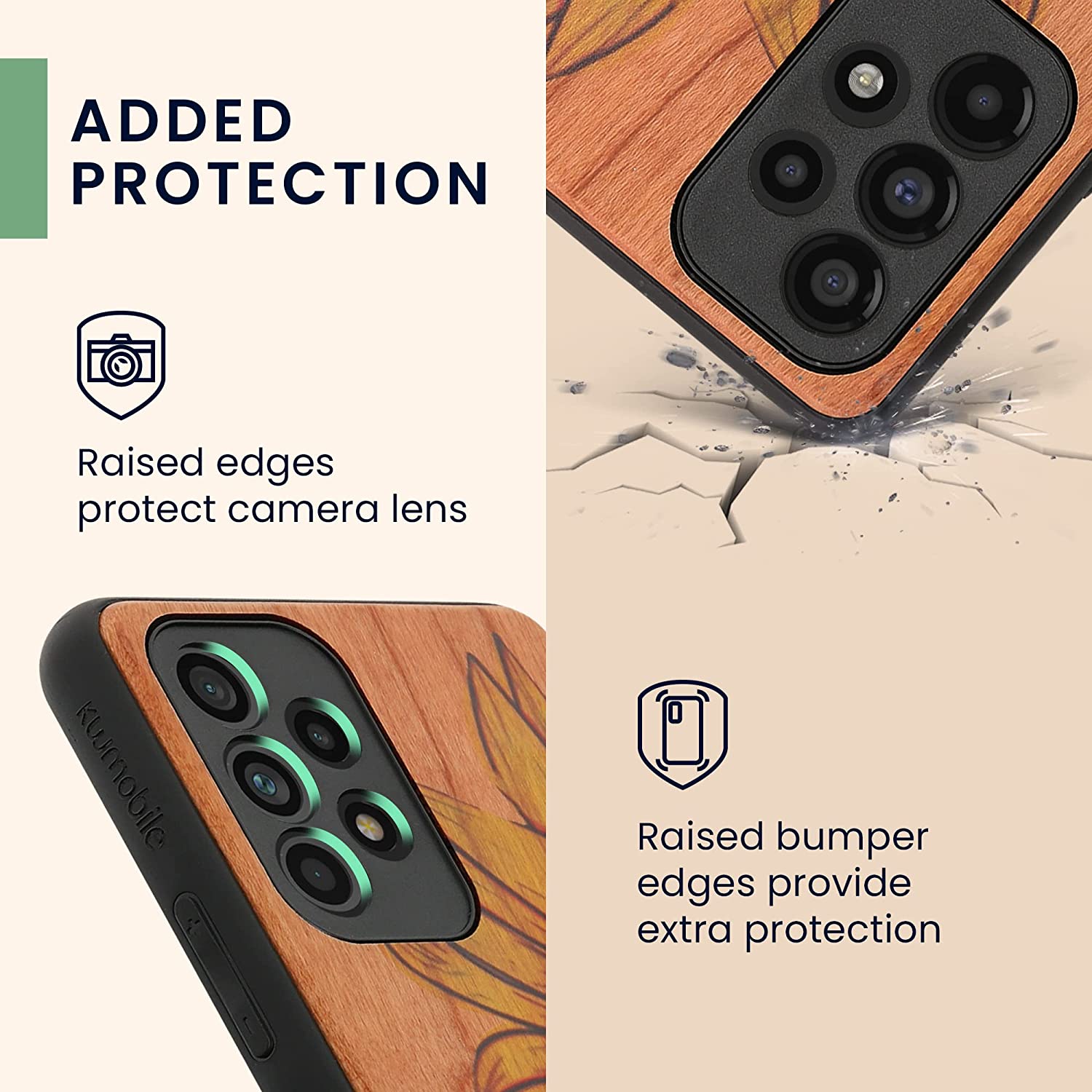 KW Samsung Galaxy A53 5G Θήκη από Φυσικό Ξύλο - Design Wood Sunflower - Yellow / Dark Brown / Light Brown - 58317.11