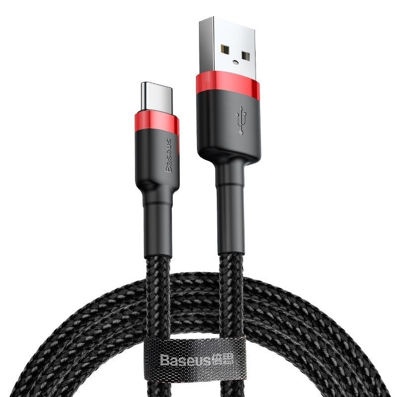 Baseus Cafule Cable Type-C 3A - Καλώδιο Γρήγορης Φόρτισης Type-C 1M - Black / Red - CATKLF-B91