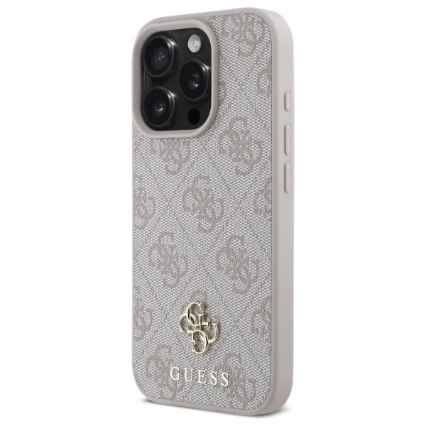 Guess iPhone 16 Pro Max - HC PU 4G Small 4G and Classic - MagSafe Σκληρή Θήκη με Επένδυση από Οικολογικό Δέρμα - Pink - GUHMP16XP4SM4MP