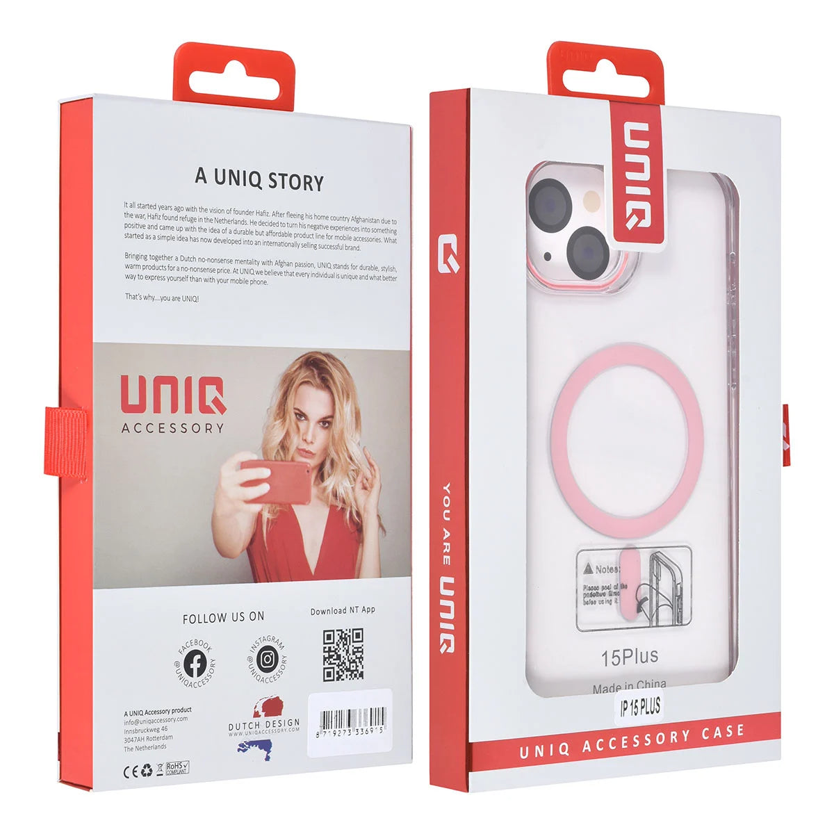 Tuniq iPhone 15 Plus / 14 Plus - MagSafe Σκληρή Θήκη με Πλαίσιο Σιλικόνης - Διάφανη / Ροζ