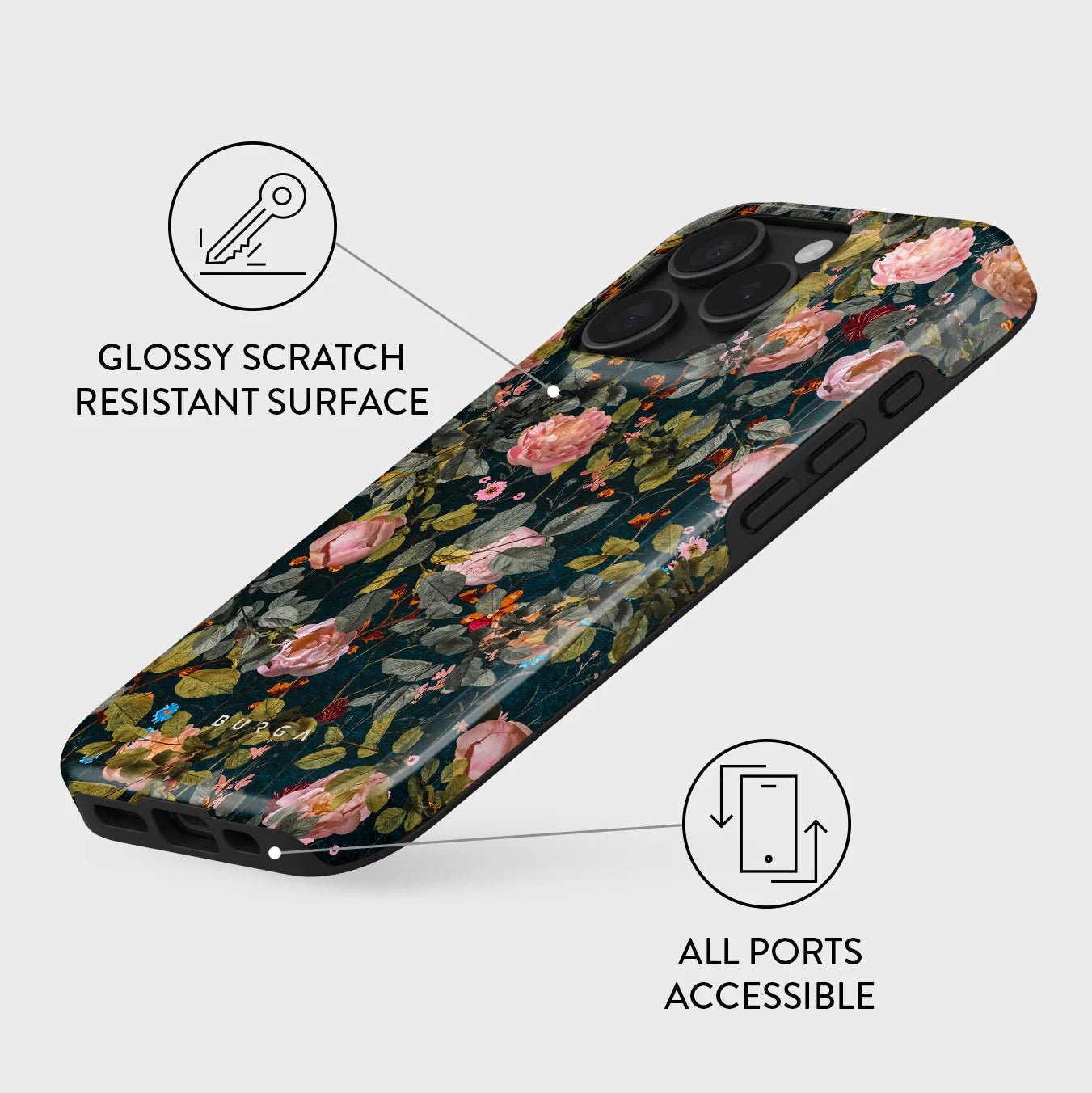 Burga iPhone 16 Pro Fashion Tough MagSafe Σκληρή Θήκη με MagSafe - Bloomy Garden