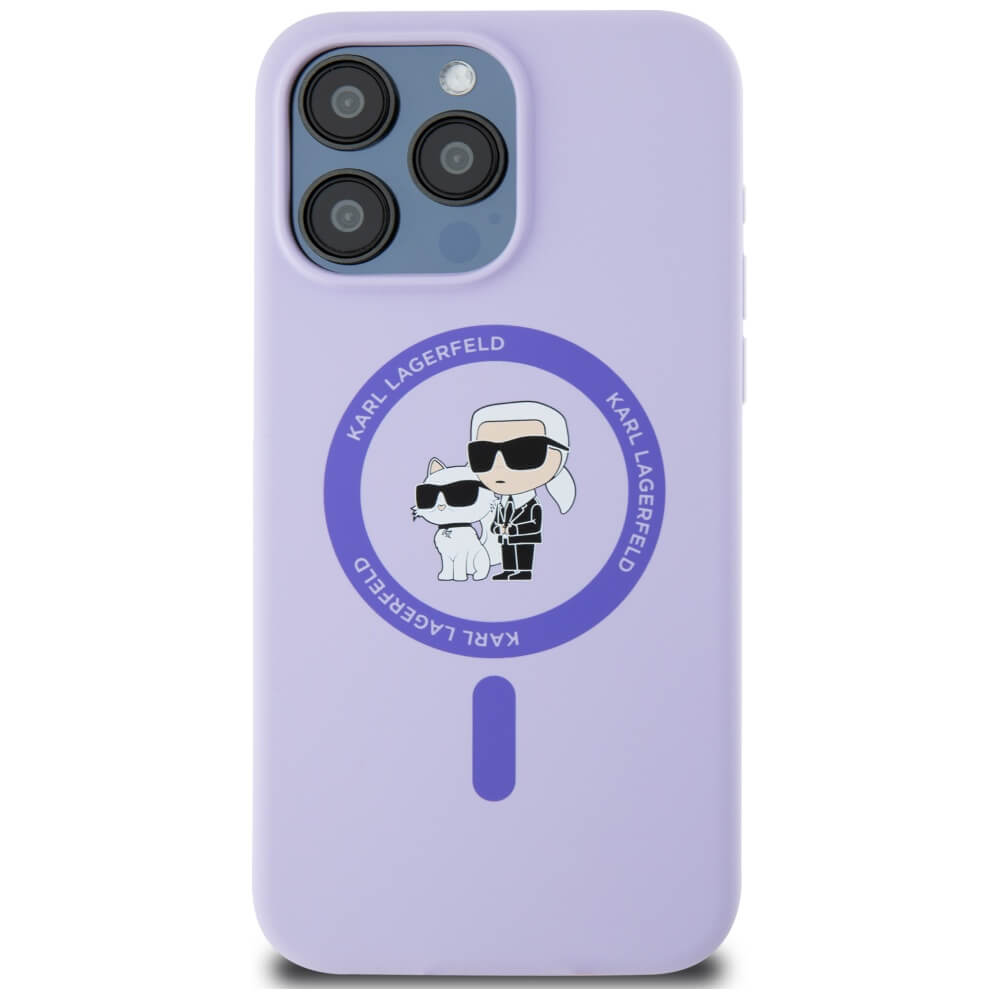 Karl Lagerfeld iPhone 15 Pro Max - Silicone Karl and Choupette Heads - Θήκη Σιλικόνης με MagSafe - Purple - KLHMP15XSCMKCRHU