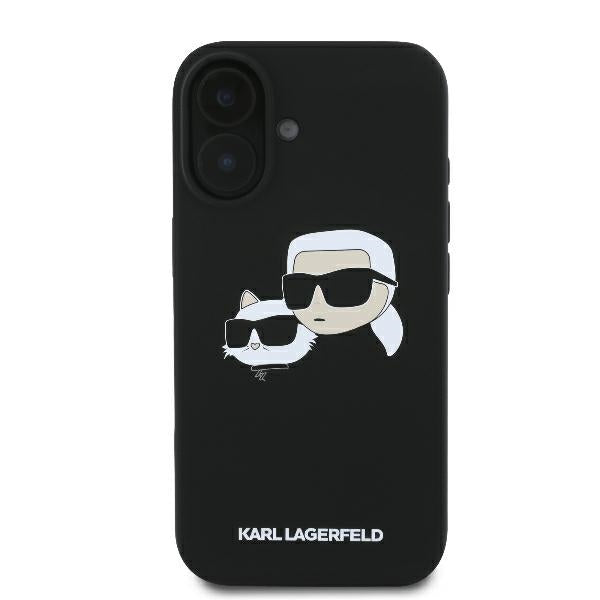 Karl Lagerfeld iPhone 16 - Silicone Double Heads Print - Θήκη Σιλικόνης με MagSafe - Black - KLHMP16SSKCHPPLK