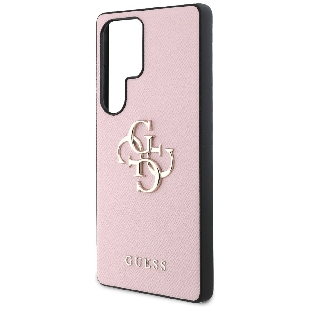 Guess Samsung Galaxy S25 Ultra - Grained Big 4G Logo Small Classic Logo - Σκληρή Θήκη με Επένδυση από Οικολογικό Δέρμα - Pink - GUHCS25LPGT4MBP