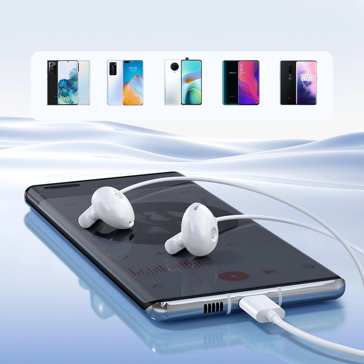 Joyroom JR - EC05 Handsfree Ακουστικά με Ενσωματωμένο Μικρόφωνο - USB - C - White