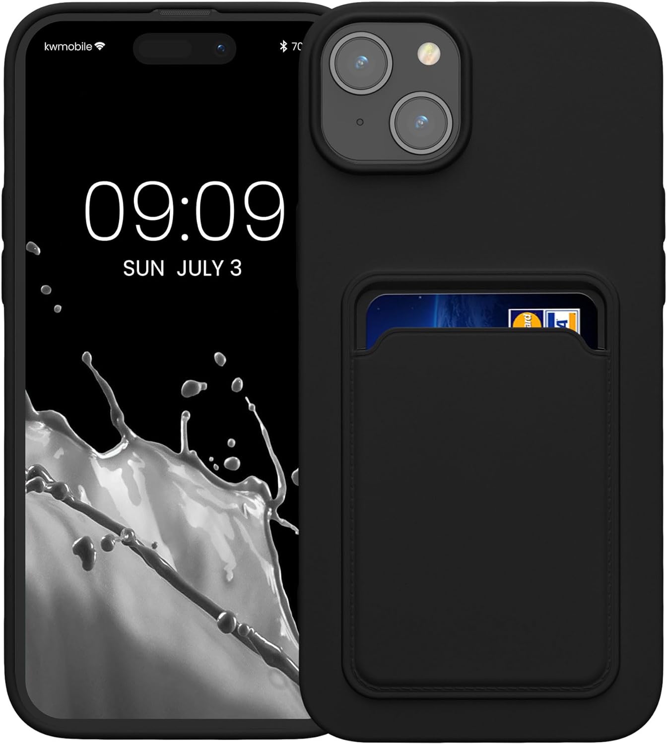 KW iPhone 15 Plus Θήκη Σιλικόνης TPU με Υποδοχή για Κάρτα - Black - 62018.01