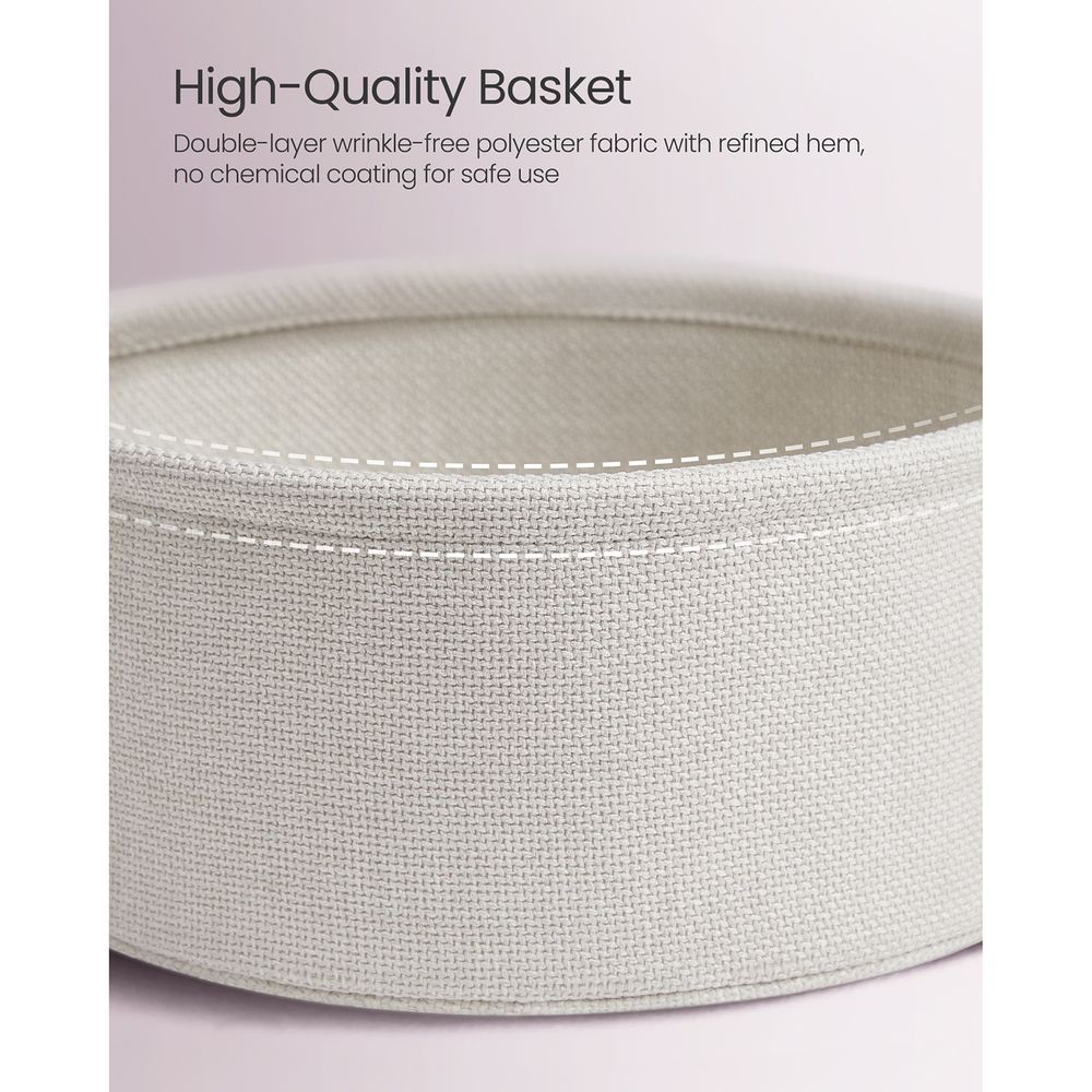 Vasagle Στρόγγυλο Βοηθητικό Τραπέζι με Υφασμάτινο Καλάθι Αποθήκευσης - Pastel Pink / Cloud White - LET223R61