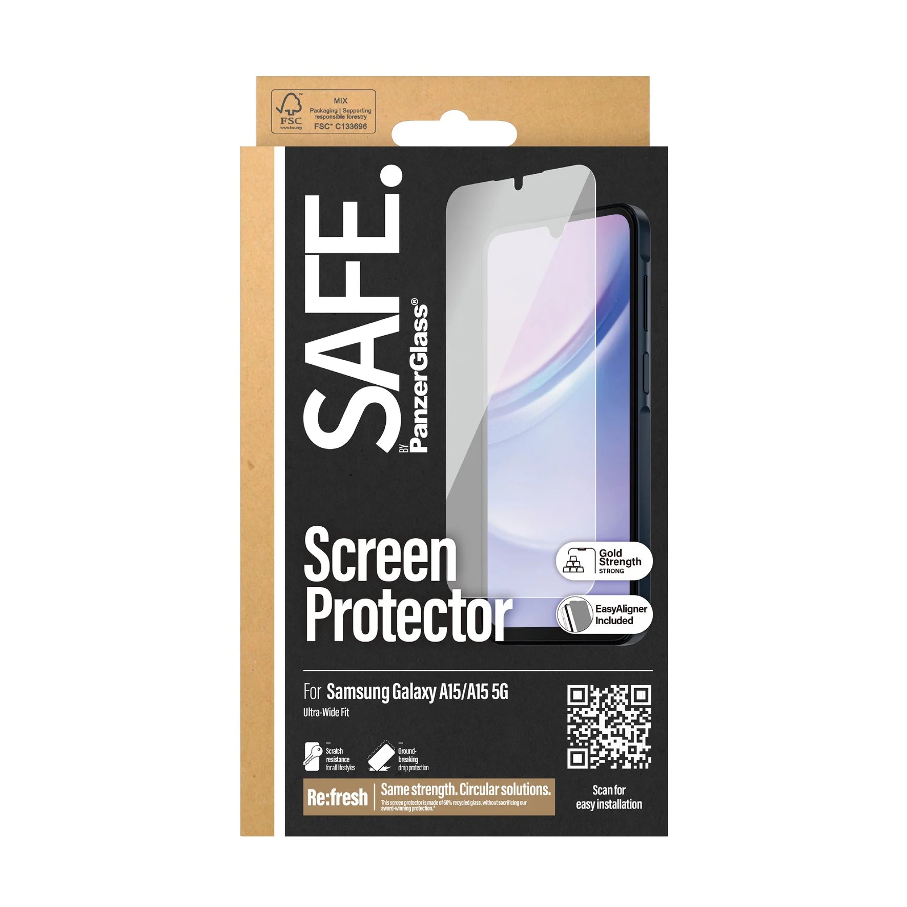 Safe by PanzerGlass Samsung Galaxy A15 4G / A15 5G - Ultra-Wide Fit W. EasyAligner Case Friendly Full Screen Αντιχαρακτικό Γυαλί Οθόνης - Διάφανο - SAFE95678