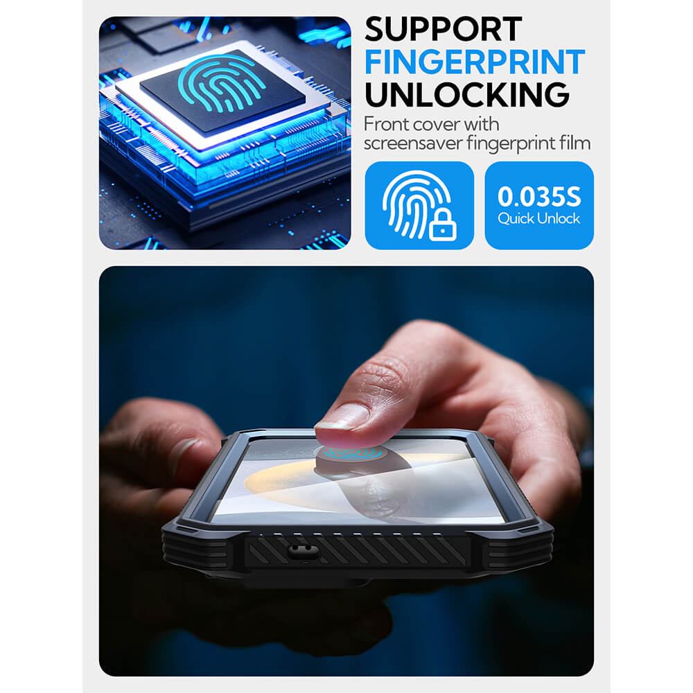 Supcase Samsung Galaxy S25 Armorbox Magsafe Σκληρή Θήκη με Προστασία Οθόνης και Κάλυμμα Κάμερας / Stand - Metallic Blue