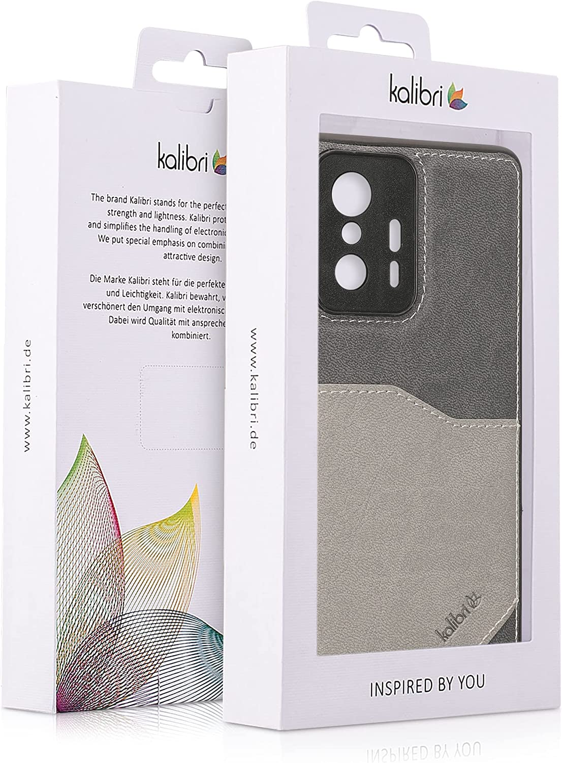 Kalibri Xiaomi 11T / 11T Pro Σκληρή Θήκη με Επένδυση Συνθετικού Δέρματος και Υποδοχή για Κάρτα - Grey / Light Grey - 59150.22