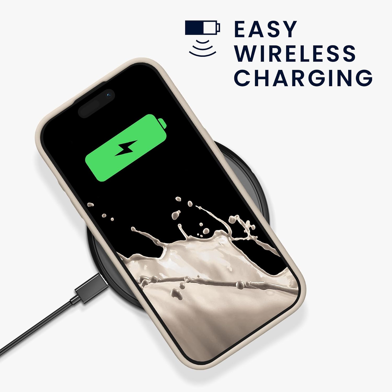 KW iPhone 15 Pro Θήκη Σιλικόνης Rubberized TPU - Cream