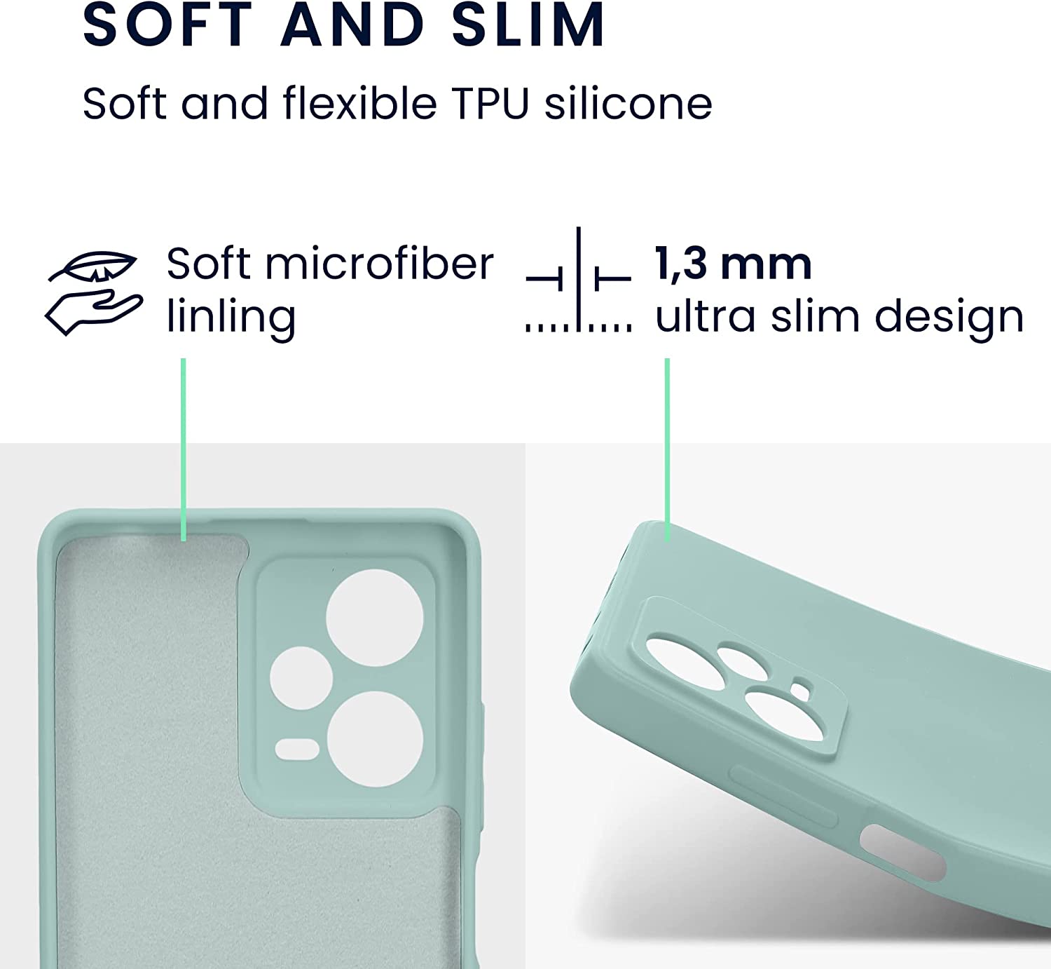 KW Xiaomi Redmi Note 12 Pro+ Θήκη Σιλικόνης Rubberized TPU - Cool Mint - 60734.200