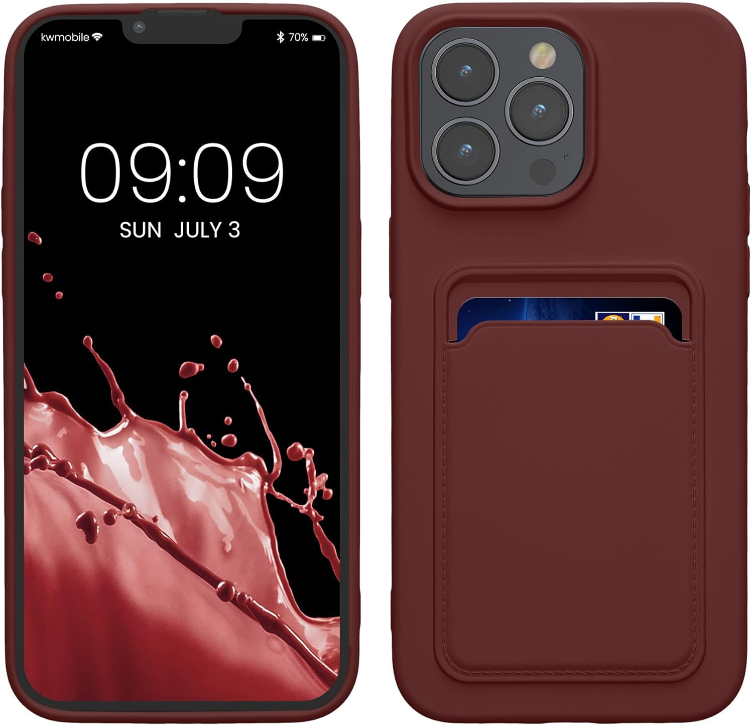 KW iPhone 15 Pro Max Θήκη Σιλικόνης TPU με Υποδοχή για Κάρτα - Tawny Red