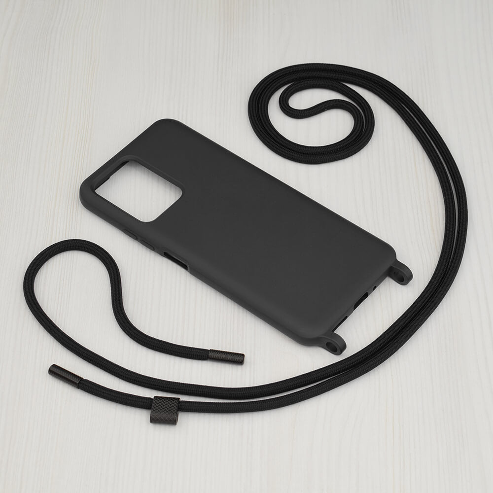 Techsuit Xiaomi Redmi Note 12 5G / Poco X5 5G Crossbody Lanyard Θήκη Σιλικόνης TPU με Λουράκι - Black