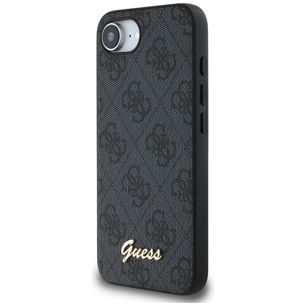 Guess iPhone 16e - 4G Script Logo - Θήκη με Επένδυση Συνθετικού Δέρματος - Black - GUHMPSE4HG4SHK