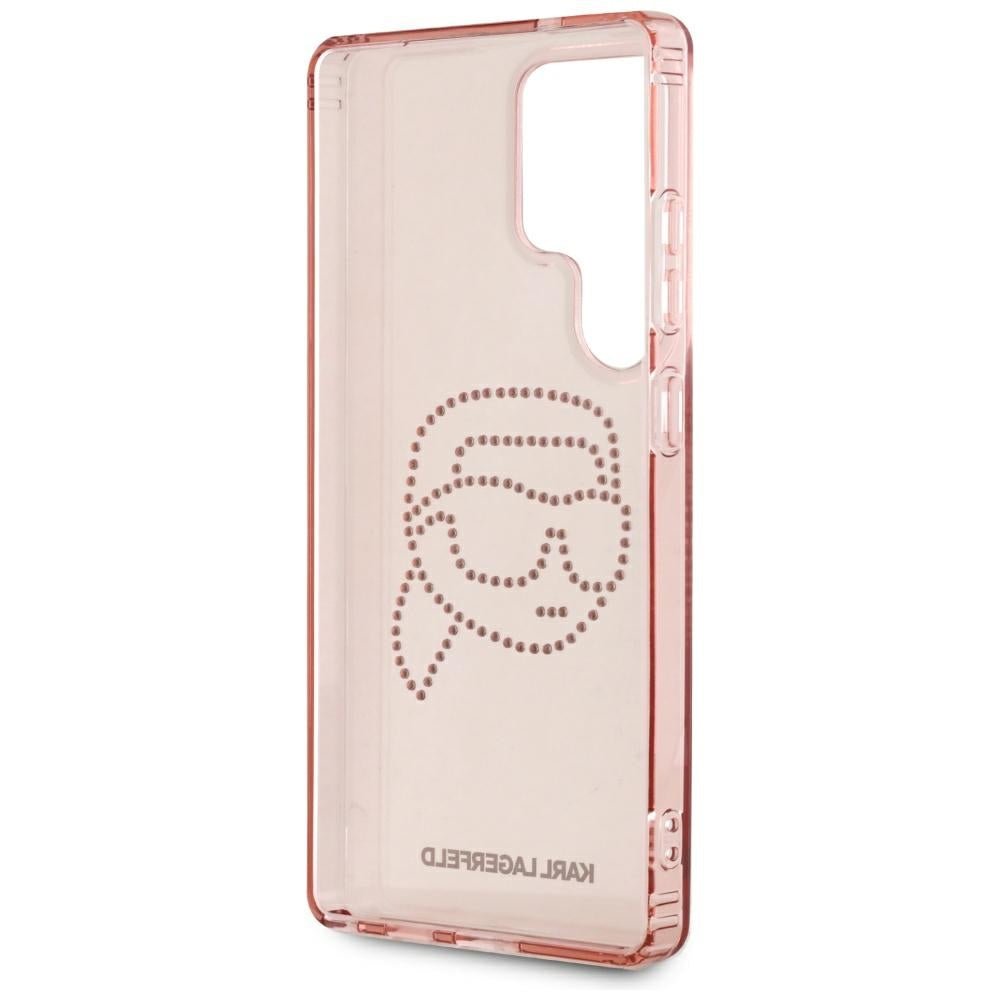 Karl Lagerfeld Samsung Galaxy S25 Ultra - Rhinestones Karl Head Logo - Σκληρή Θήκη με Πλαίσιο Σιλικόνης - Pink - KLHCS25LHKHDCELP