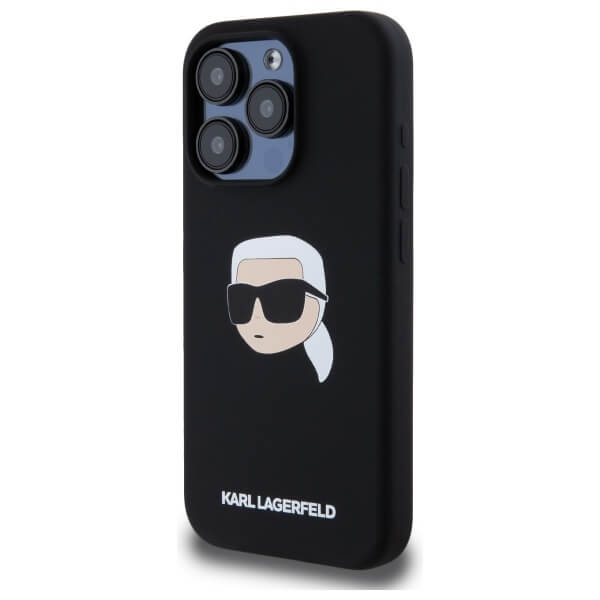 Karl Lagerfeld iPhone 15 Pro - Silicone Karl Head Print - Θήκη Σιλικόνης με MagSafe - Black - KLHMP15LSKHPPLK