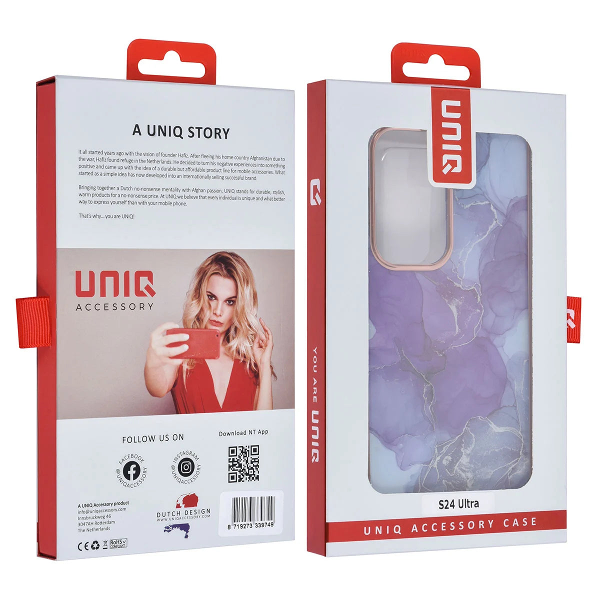 Tuniq Samsung Galaxy S24 Ultra - Σκληρή Θήκη με Πλαίσιο Σιλικόνης - Σχέδιο Μάρμαρο - Μοβ