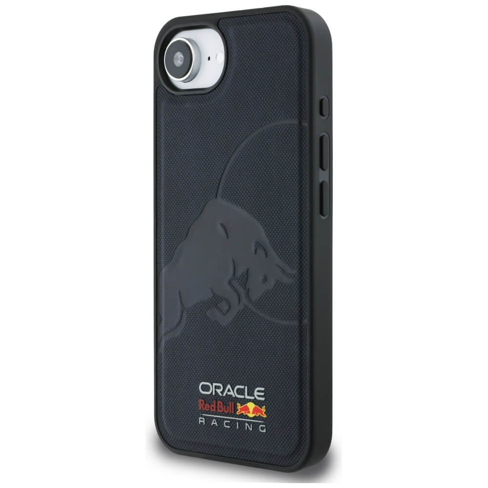 Red Bull iPhone 16e - Meshed Debossed Bull - MagSafe Σκληρή Θήκη με Επένδυση Συνθετικού Δέρματος και Πλαίσιο Σιλικόνης - Navy Blue - RBHMPSE424PUBUFV