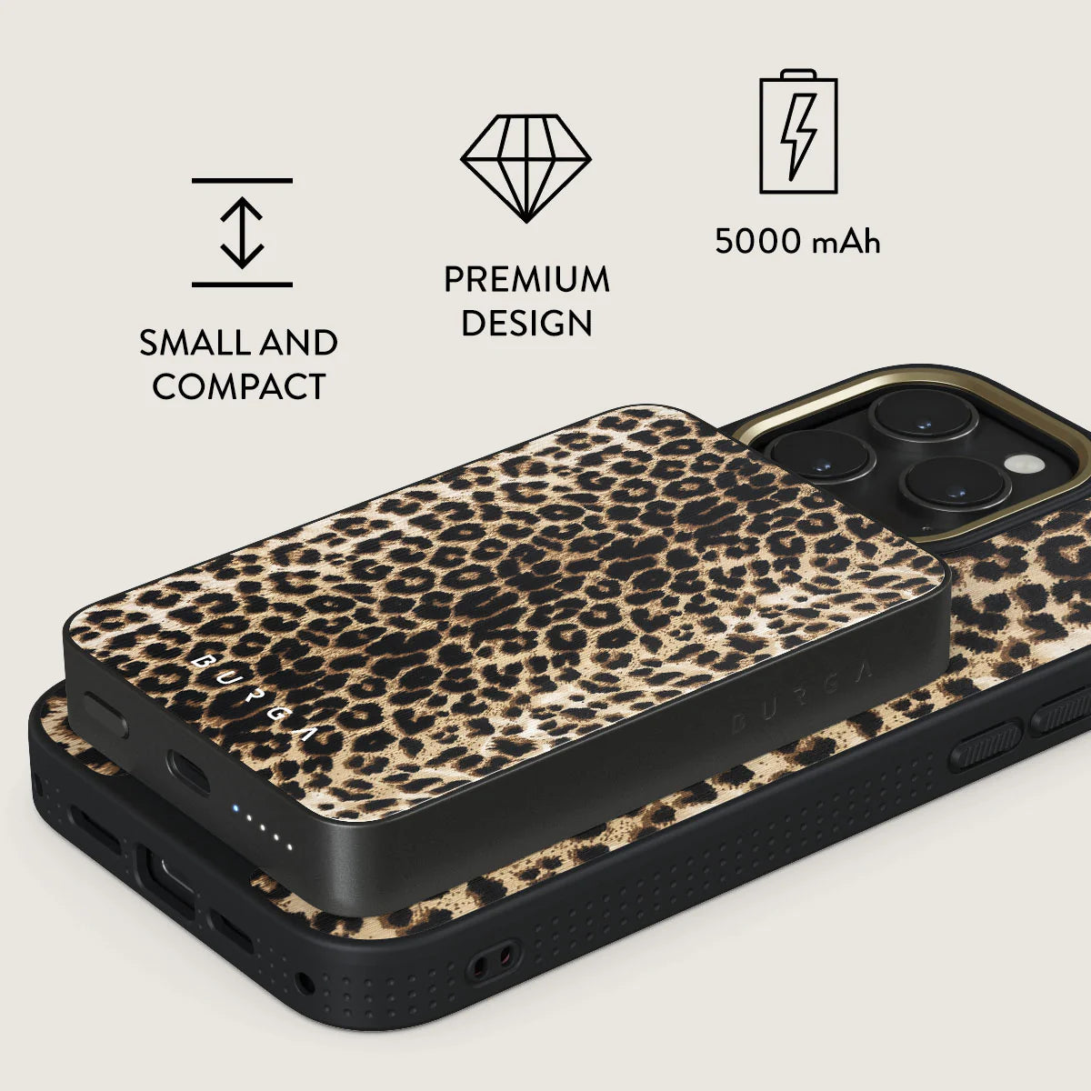 Burga Μαγνητικό Ασύρματο MagSafe PowerBank 5000mAh με Καλώδιο Type-C to Type-C - Gunmetal - Player