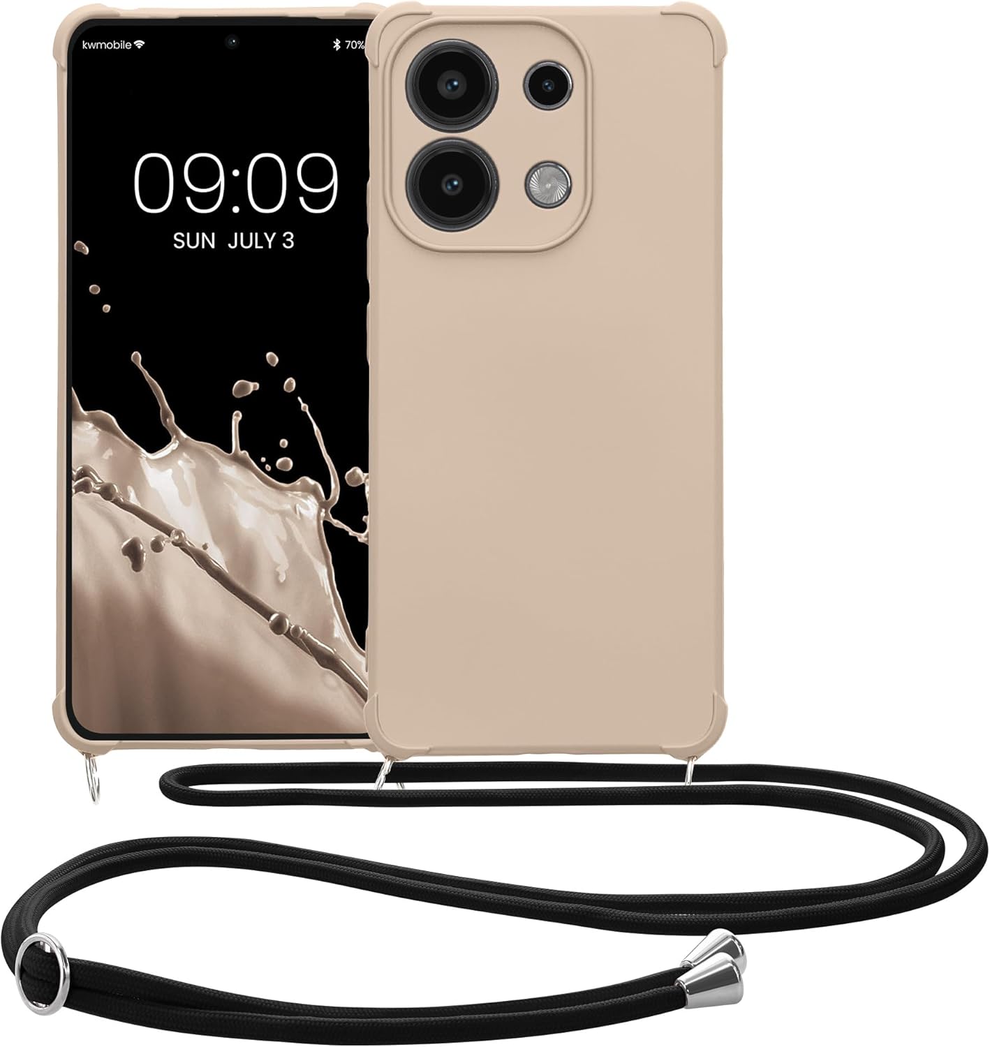 KW Xiaomi Redmi Note 13 4G Θήκη Σιλικόνης TPU με Λουράκι - Cream
