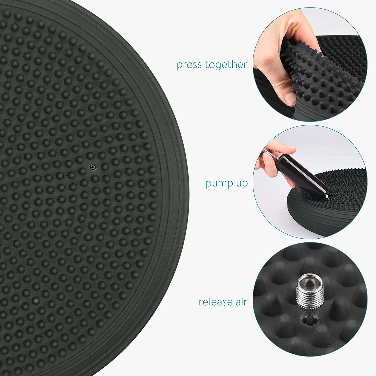 Navaris Μαξιλάρι Στάσης Σώματος / Σανίδα Ισορροπίας - 33cm - Dark Grey - 49286.19