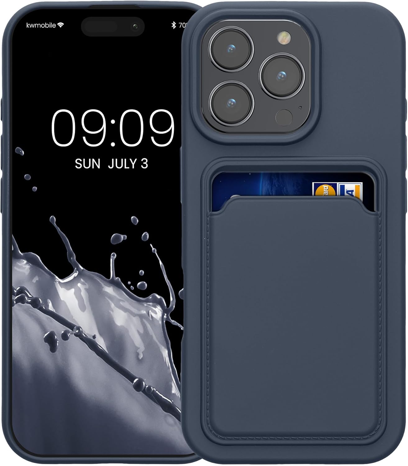 KW iPhone 16 Pro Θήκη Σιλικόνης TPU με Υποδοχή για Κάρτα - Dark Blue