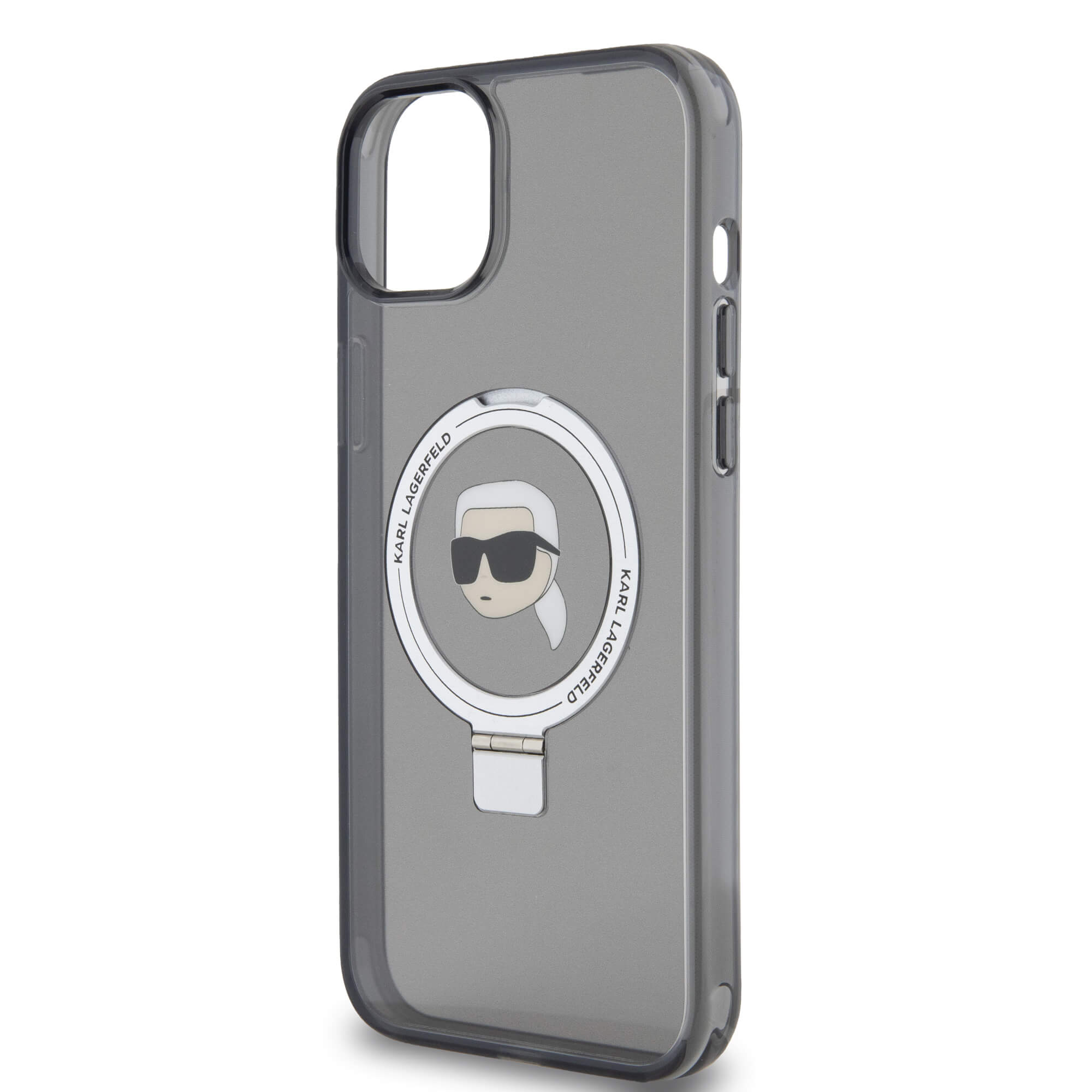 Karl Lagerfeld iPhone 15 Plus / 14 Plus Ring Stand Karl Head MagSafe Σκληρή Θήκη με Πλαίσιο Σιλικόνης και MagSafe - Black - KLHMP15MHMRSKHK