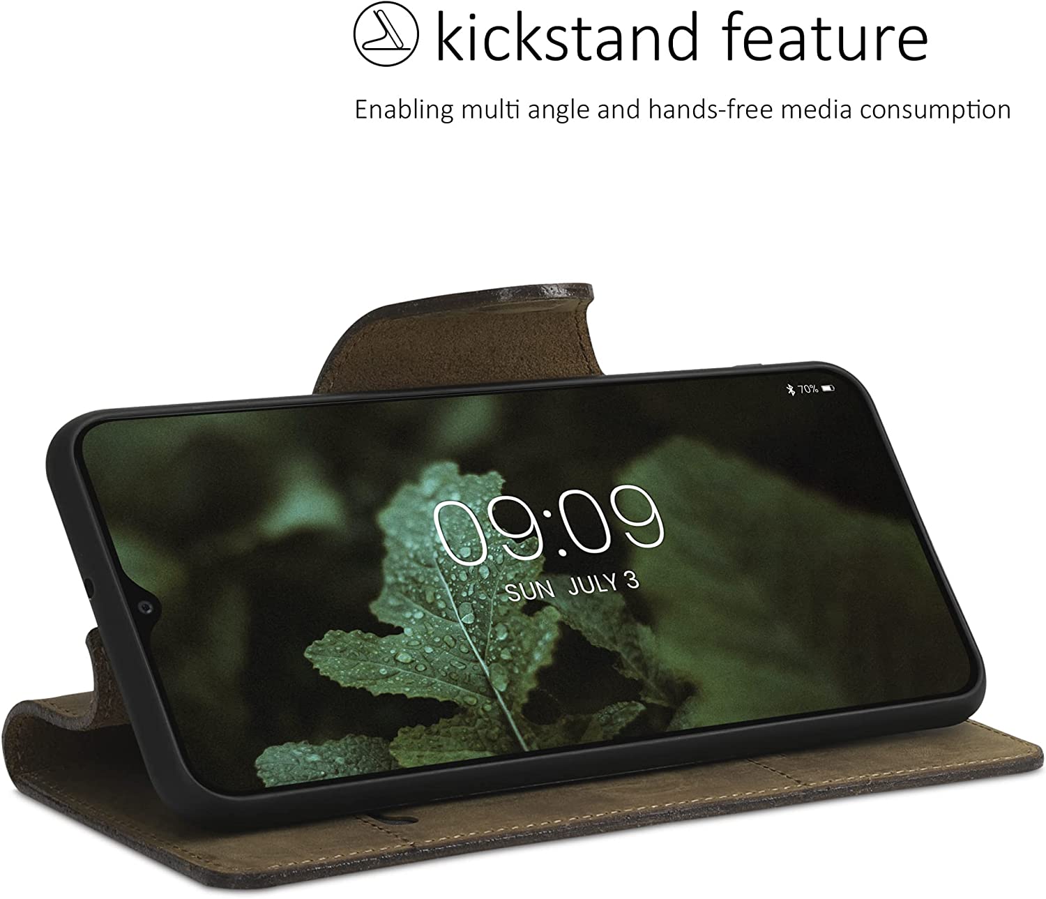 Kalibri Samsung Galaxy A23 5G Θήκη Πορτοφόλι Stand από Γνήσιο Δέρμα - Brown - 58321.05