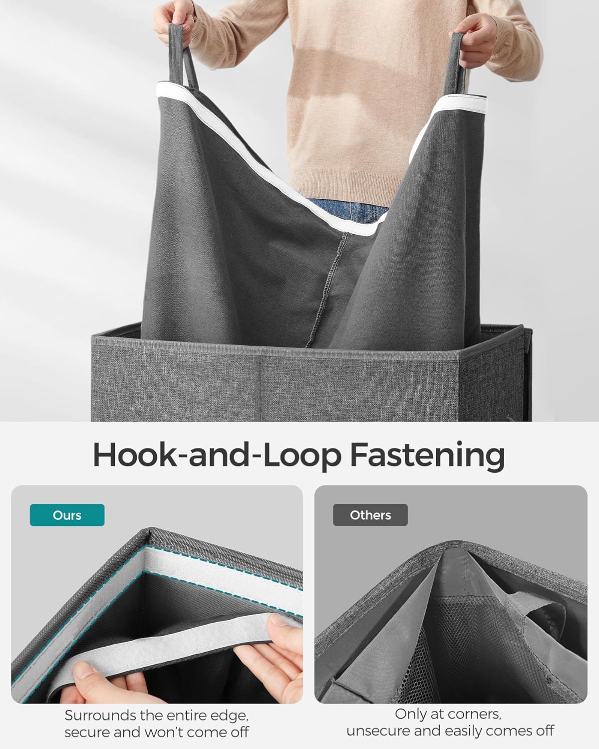 Songmics Υφασμάτινο Καλάθι Απλύτων - 142L - Dark Grey - LCB002G02