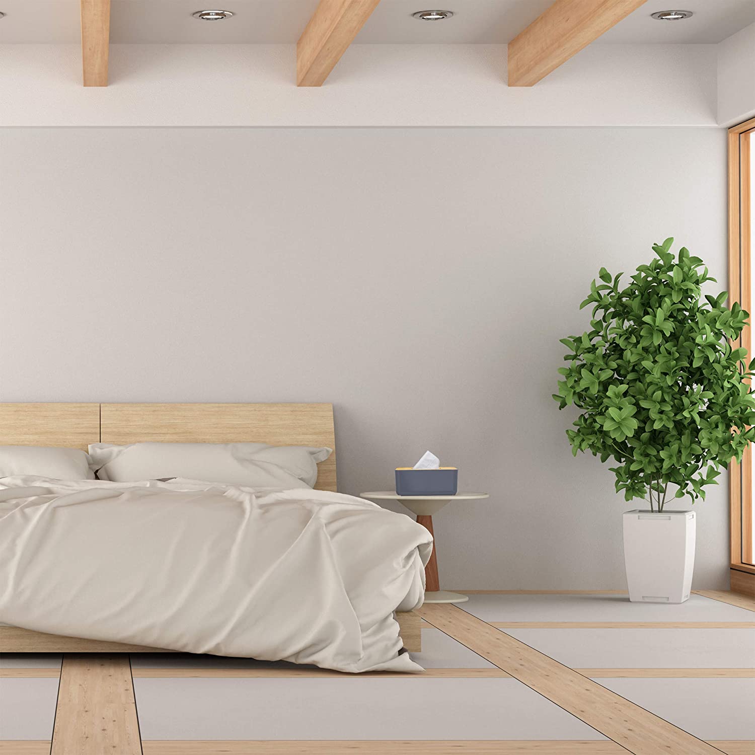 Relaxdays Θήκη με Καπάκι από Μπαμπού για Χαρτομάντηλα - Grey / Natural - 4052025326500