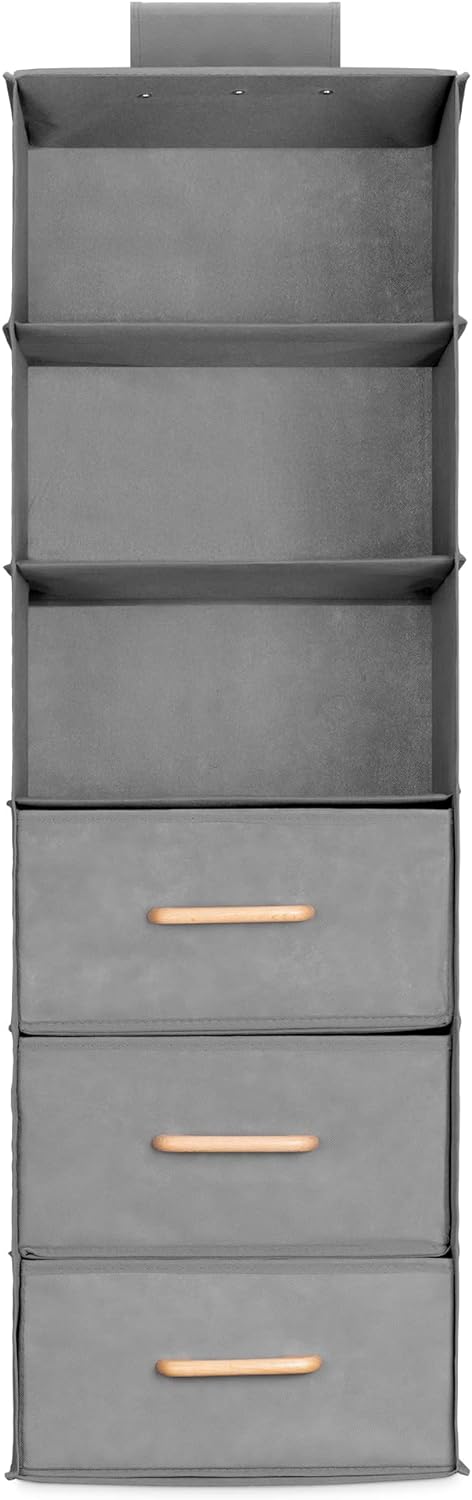 Navaris Κρεμάστρα Αποθήκευσης με 3 Ράφια και 3 Συρτάρια - Grey - 61665.01