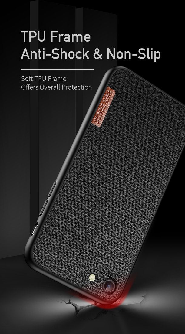 Dux Ducis iPhone SE 2022 / SE 2020 / 7 / 8 Fino Series Σκληρή Θήκη με Πλαίσιο Σιλικόνης και Επένδυση από Ύφασμα - Black
