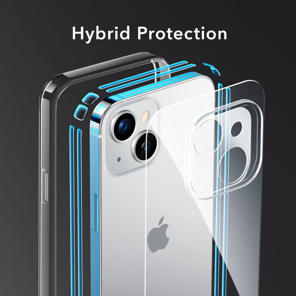 ESR iPhone 14 Plus / iPhone 15 Plus Ice Shield Θήκη με Πλαίσιο Σιλικόνης και Όψη Γυαλιού Tempered Glass - Διάφανη