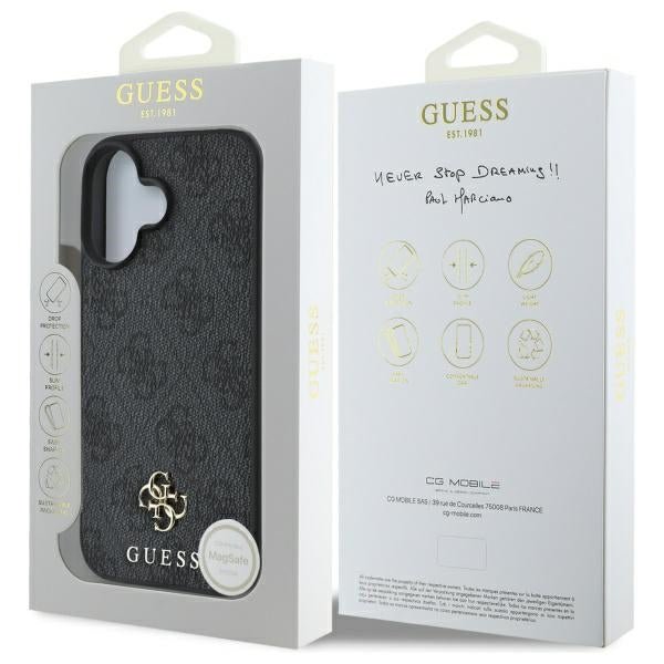 Guess iPhone 16 - 4G Small Classic - MagSafe Θήκη με Επένδυση Συνθετικού Δέρματος - Black - GUHMP16SP4SM4MK