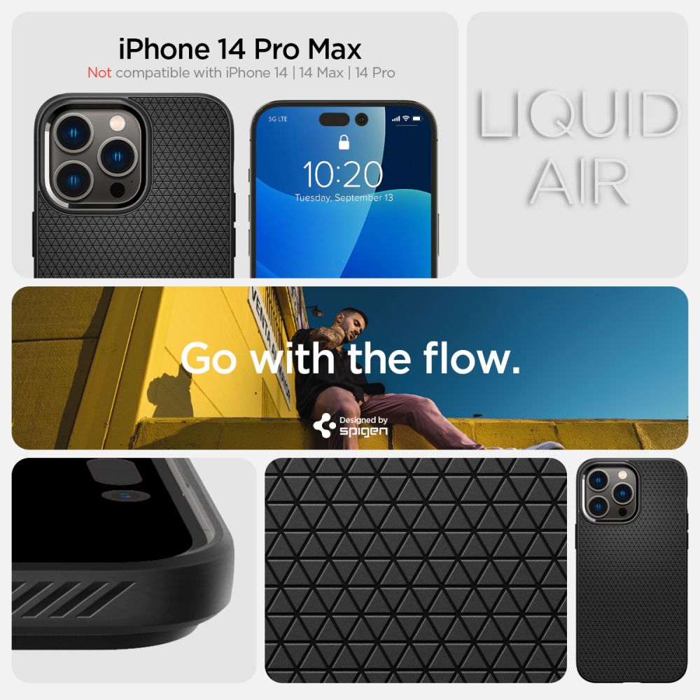 Spigen iPhone 14 Pro Max Liquid Air Θήκη Σιλικόνης - Matte Black
