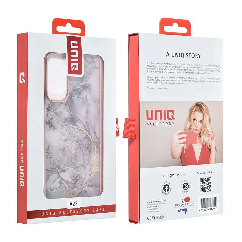 Tuniq Samsung Galaxy A25 5G - Σκληρή Θήκη με Πλαίσιο Σιλικόνης - Σχέδιο Μάρμαρο - Σκούρο Γκρί