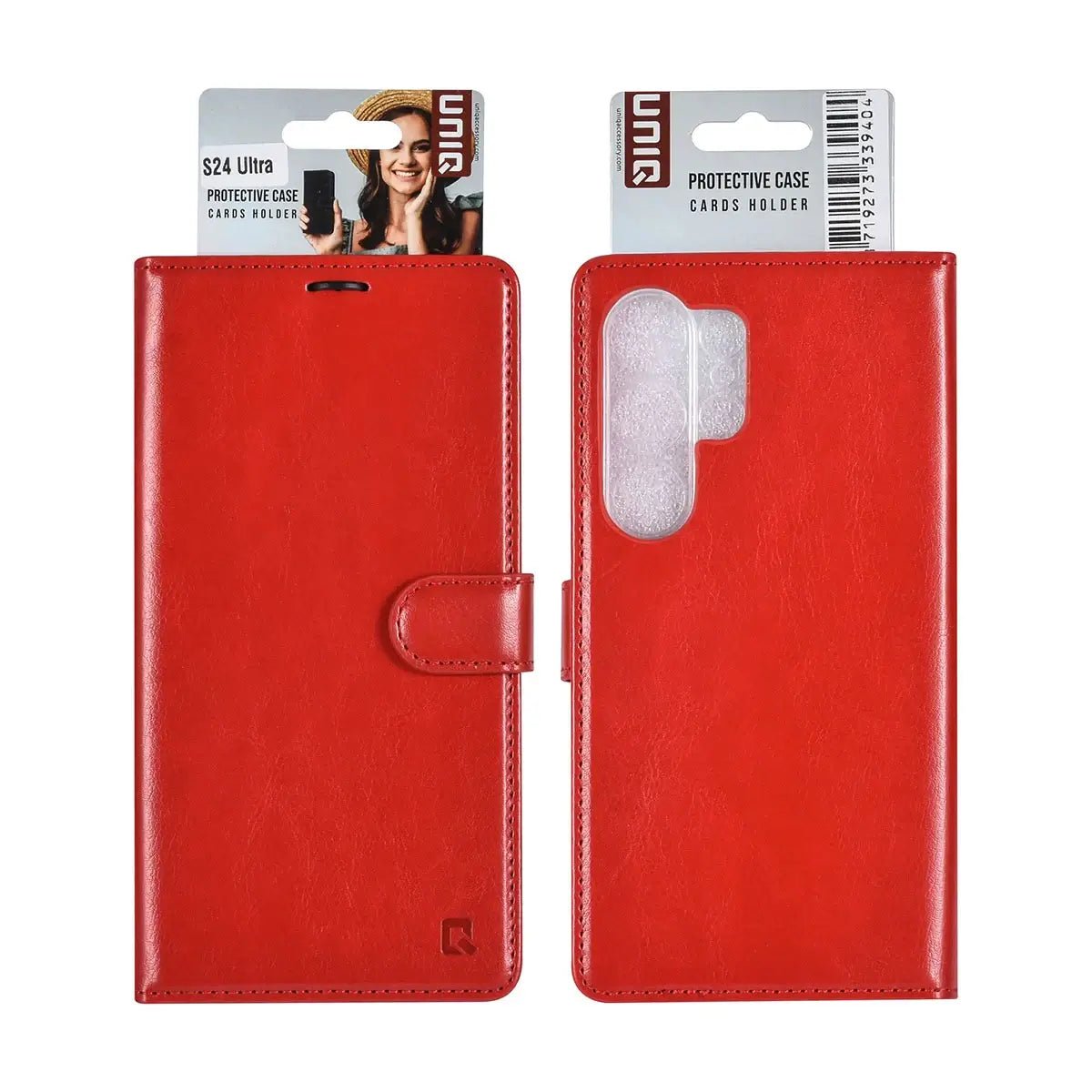 Tuniq Samsung Galaxy S24 Ultra - Θήκη Πορτοφόλι Stand από Δερματίνη - Κόκκινη