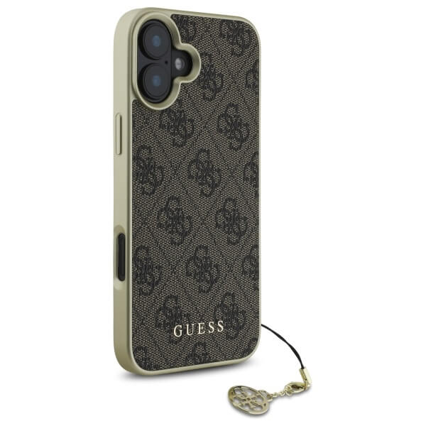 Guess iPhone 16 - 4G Charms Collection - Θήκη με Επένδυση Συνθετικού Δέρματος - Brown - GUHCP16SGF4GBR