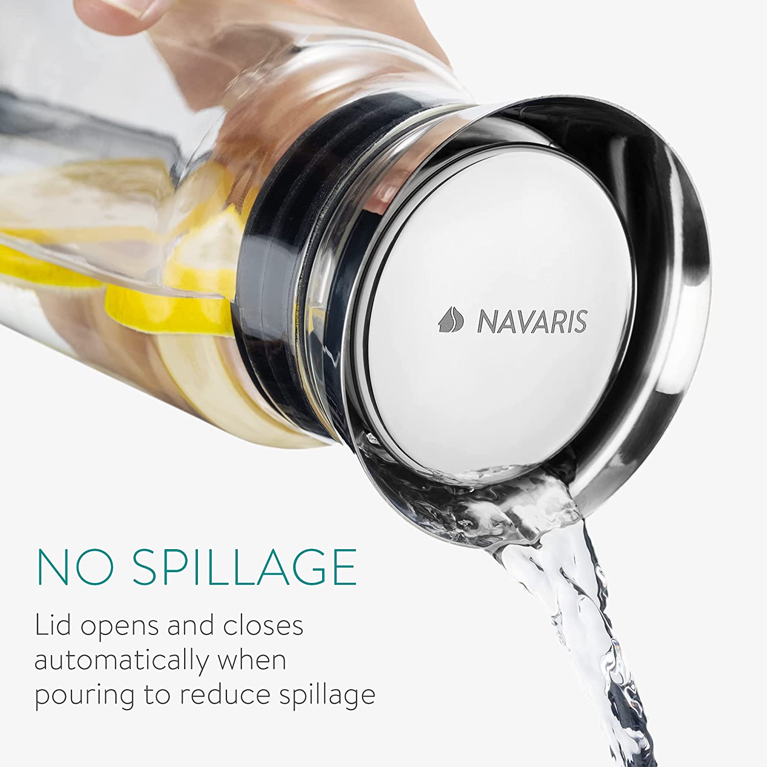 Navaris Glass Water Carafe with Lid Γυάλινη Κανάτα Νερού - 1L - Clear - 53828.01