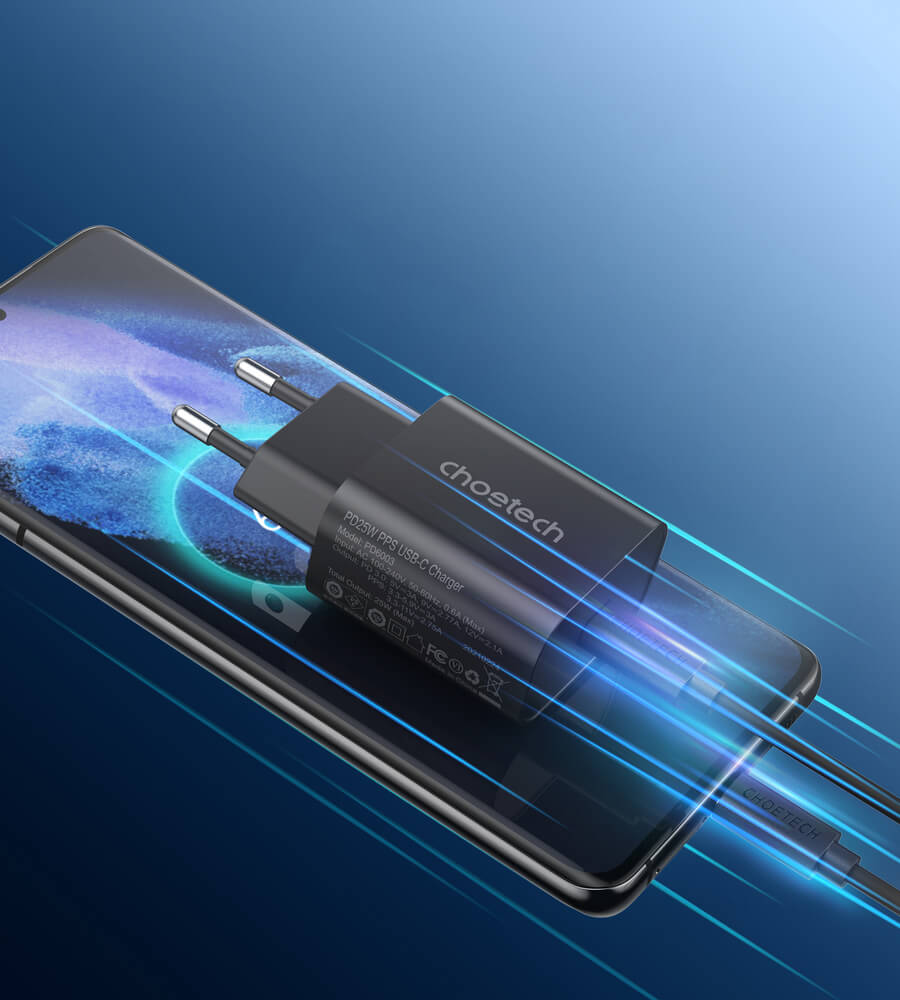 Choetech PPS PD Οικιακός Φορτιστής Γρήγορης Φόρτισης με Θύρα Type-C 25W - Black - PD6003