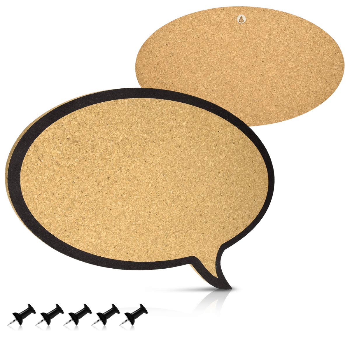 Navaris Cork Notice Board - Πίνακας Ανακοινώσεων με Πινέζες - Design Speech Bubble - Brown - Black - 45363.01
