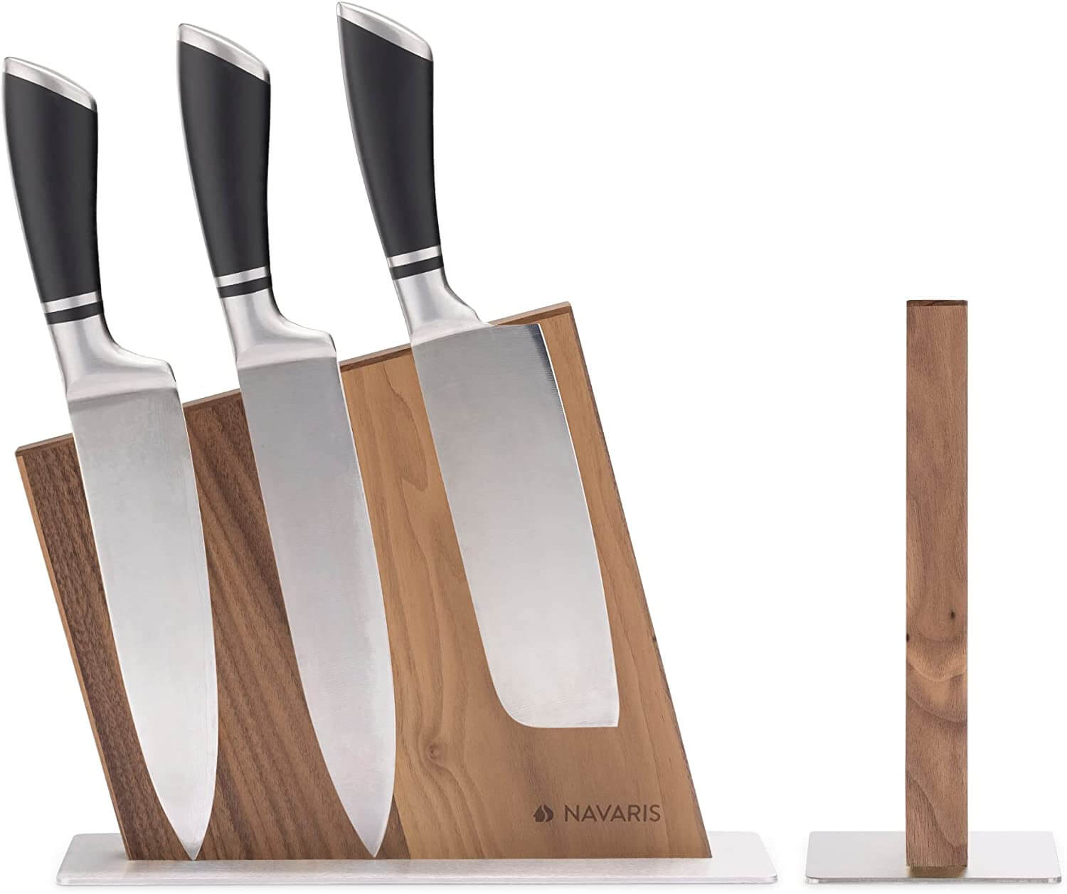 Navaris Μαγνητική Ξύλινη Βάση Μαχαιριών Διπλής Όψης - Walnut - 59010.03