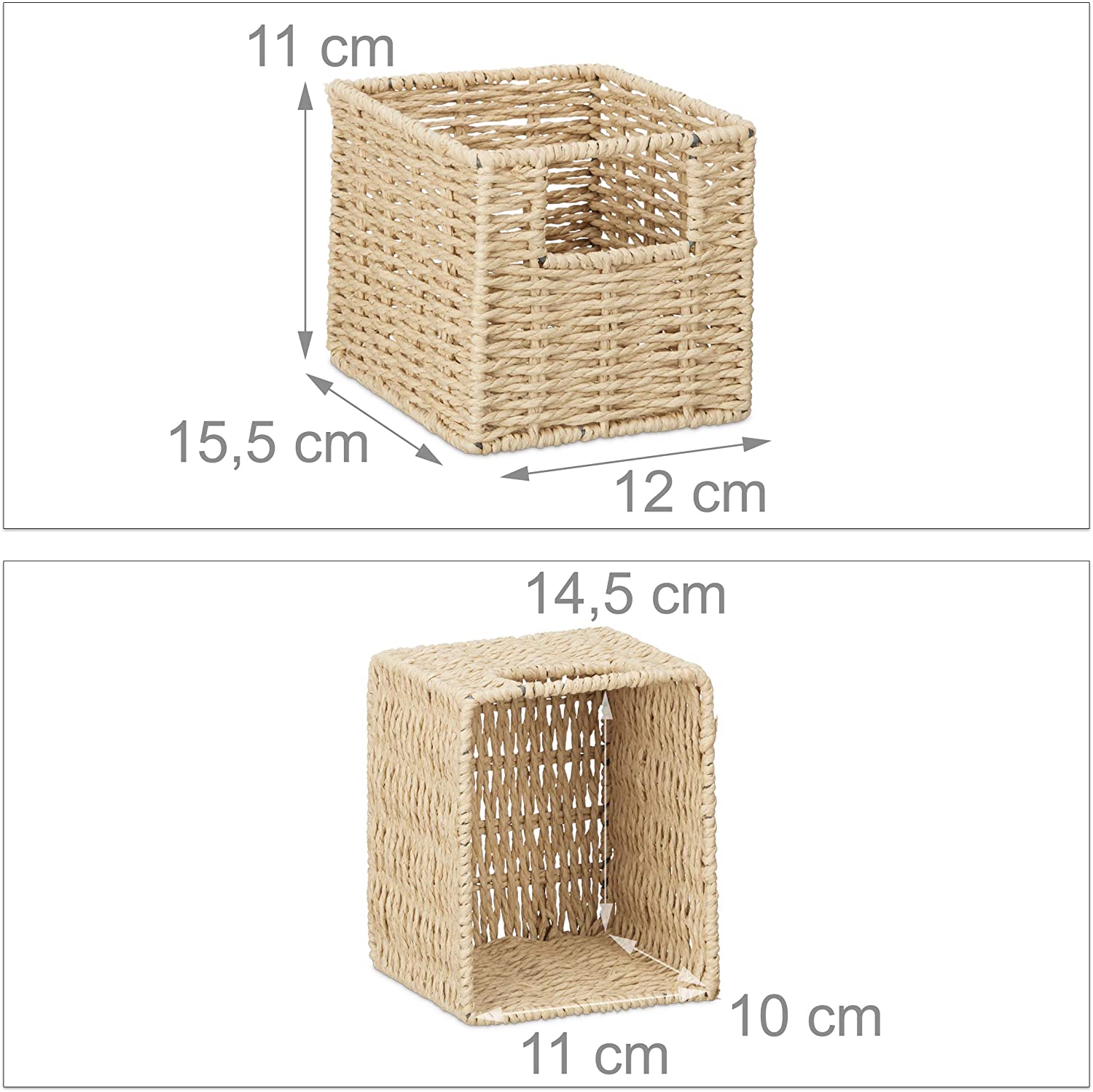 Relaxdays Ράφι Τοίχου με 4 Αφαιρούμενα Καλαθάκια - 61,5 x 18 x 16 cm - Natural - 4052025971540