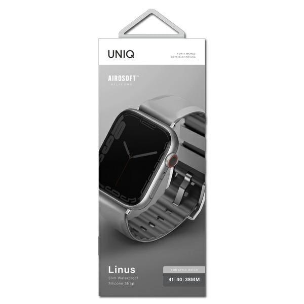 Uniq Λουράκι Apple Watch 2 / 3 / 4 / 5 / 6 / 7 / 8 / 9 / SE - 38 / 40 / 41 mm Linus Airosoft Σιλικόνης - Grey / Chalk Grey