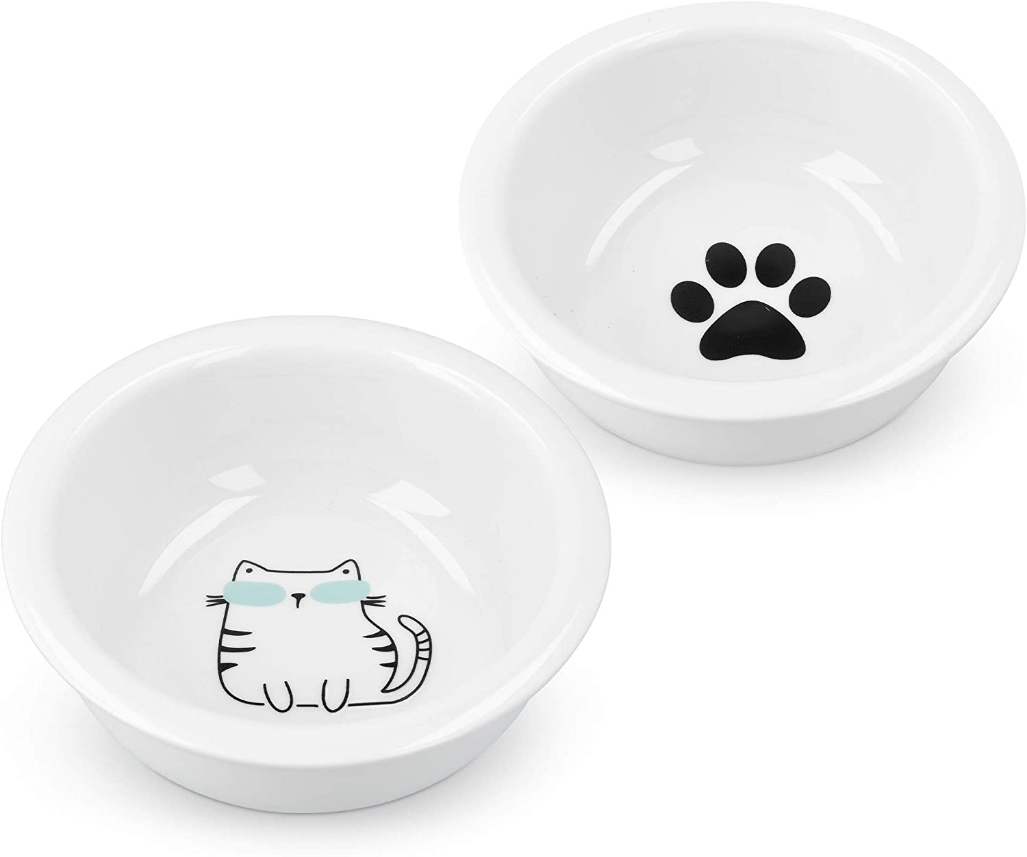 Navaris Cat Bowls - Σετ με 2 Ανταλλακτικά Μπολ Πορσελάνης Φαγητού και Νερού - 350 ml - White - 51398.01