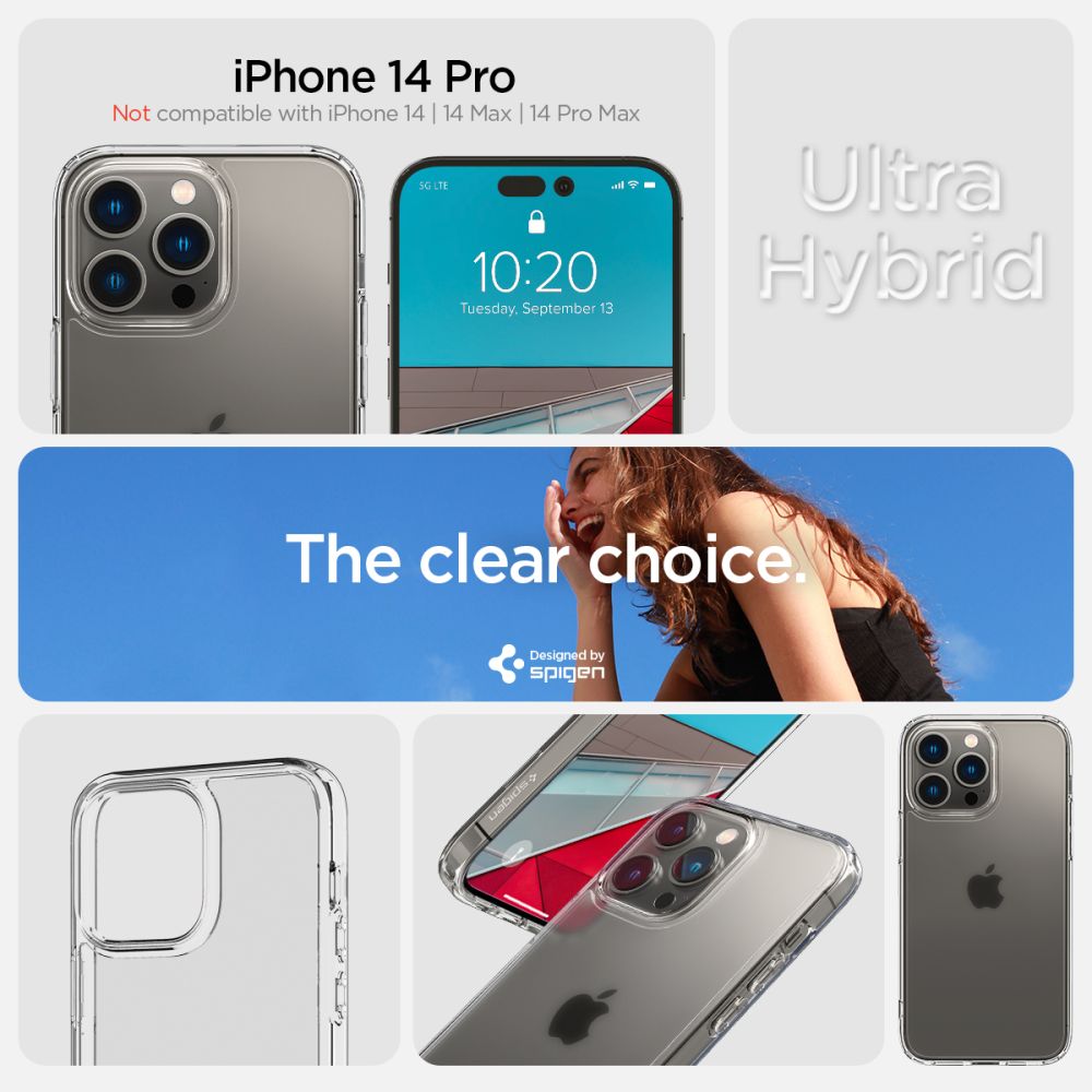 Spigen iPhone 14 Pro Ultra Hybrid Σκληρή Θήκη με Πλαίσιο Σιλικόνης - Frost Clear